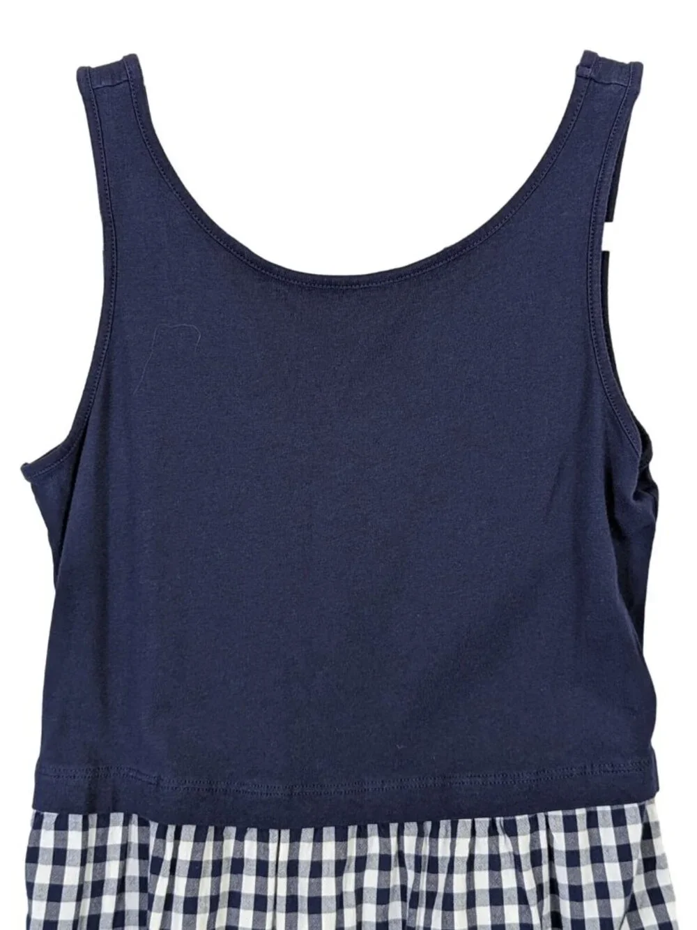 Old Navy Dress Girls size L 10 12 Blue Nautical Pullover Gingham Check Sailor