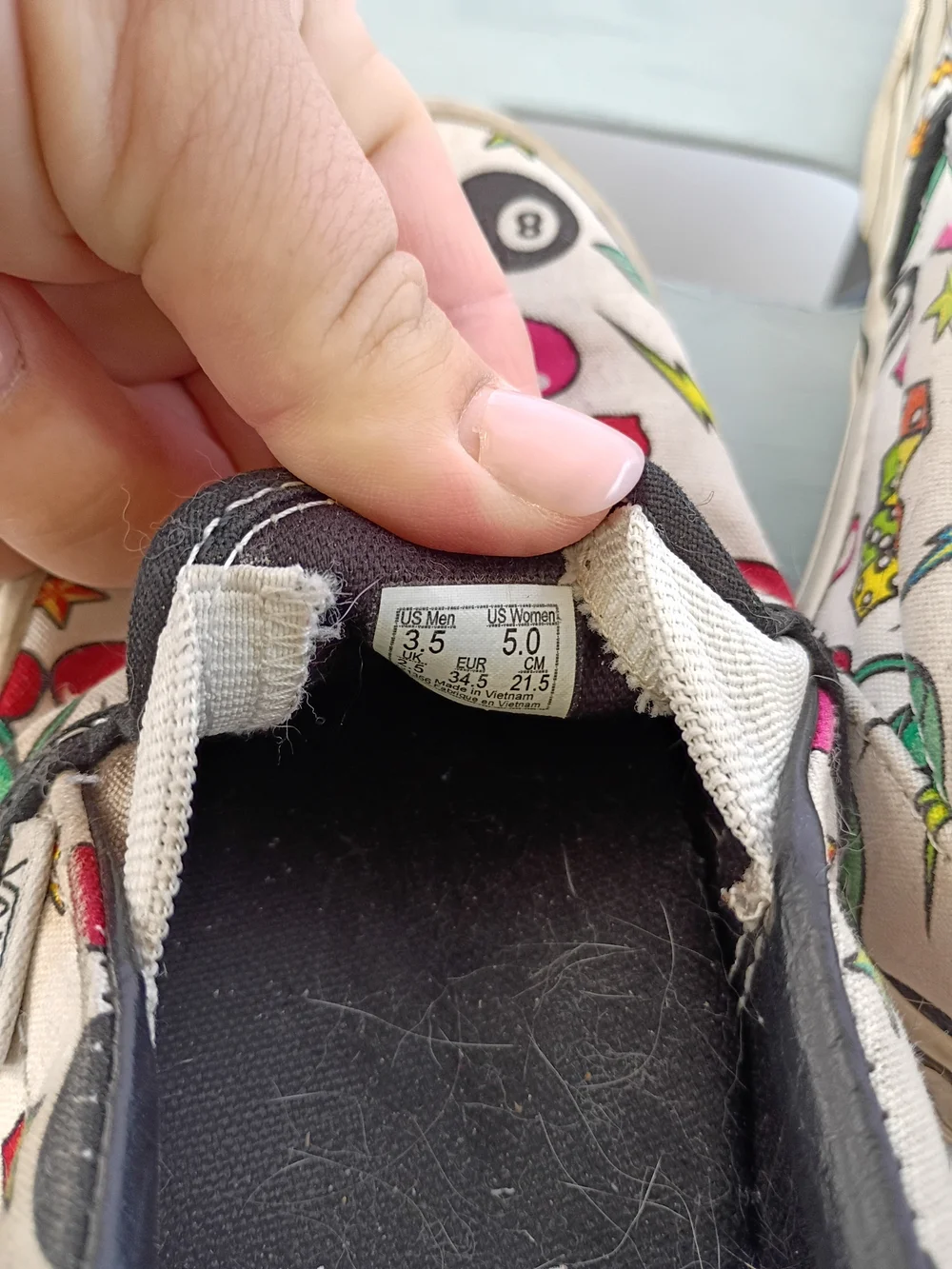 Vans Kids Slip-On Sneakers Cream Multi Icon Hearts Cherries Stars 8-Ball Sz 5