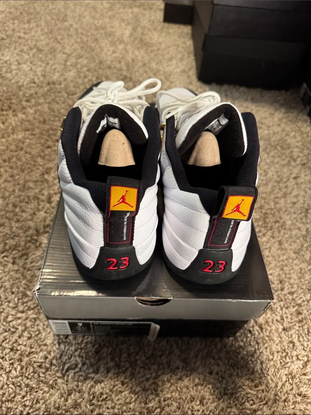 Jordan White Black Low-Top Sneakers with Gold Accents