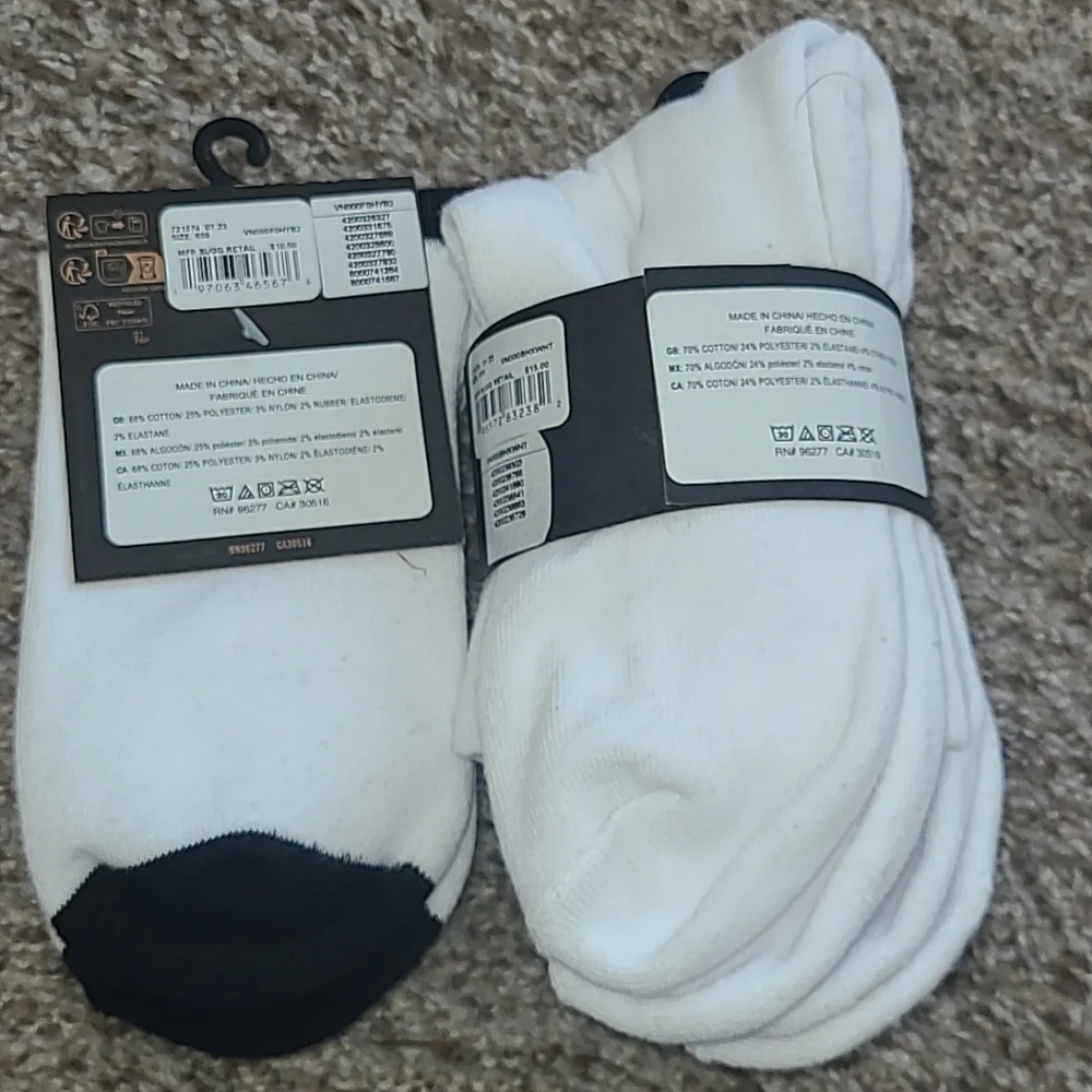 Vans White Crew Socks with Black Accents