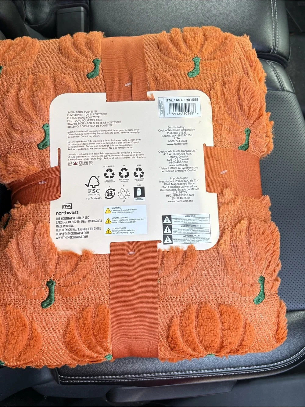 Costco faux fur Halloween fall throw pumpkin
