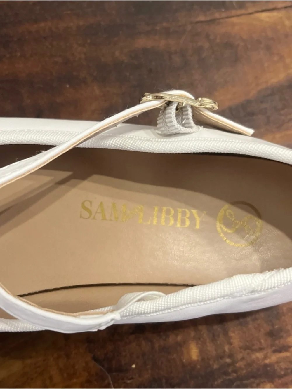 Sam & Libby White Ballet Flats Shoes with Cross Strap size 1
