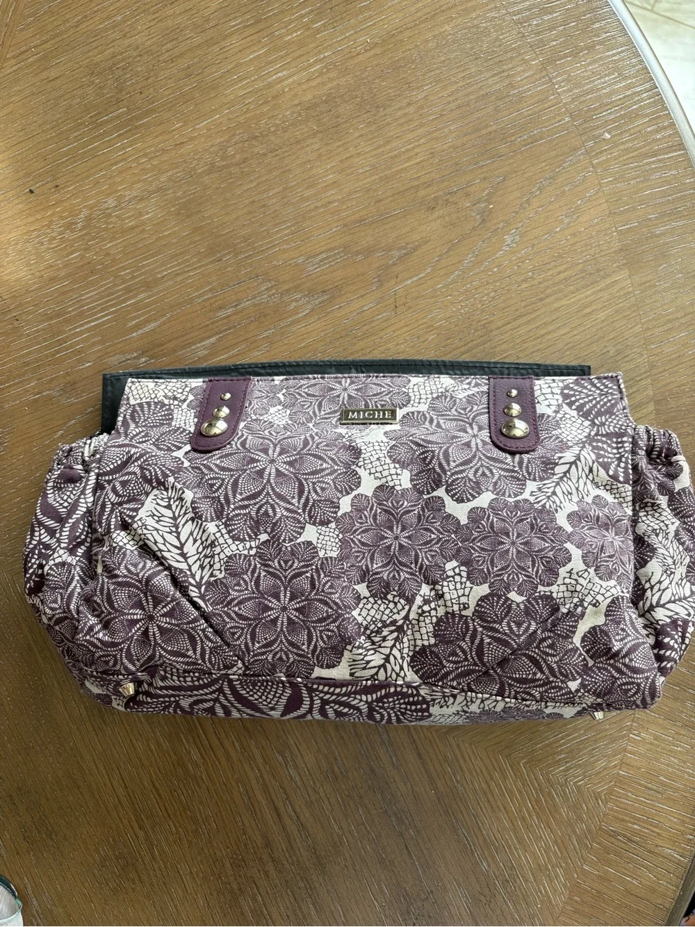 Miche Plum Floral Cosmetic Pouch with Stud Details