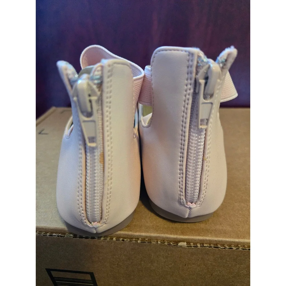 New‎ Kids Light Pink Ballet Flats with Ankle Strap and Zipper Size 2