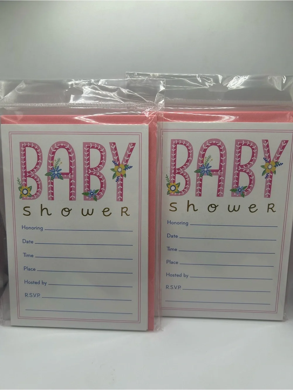 Pink Baby Shower Invitations - 2 packs of 10; 20 total 🍼