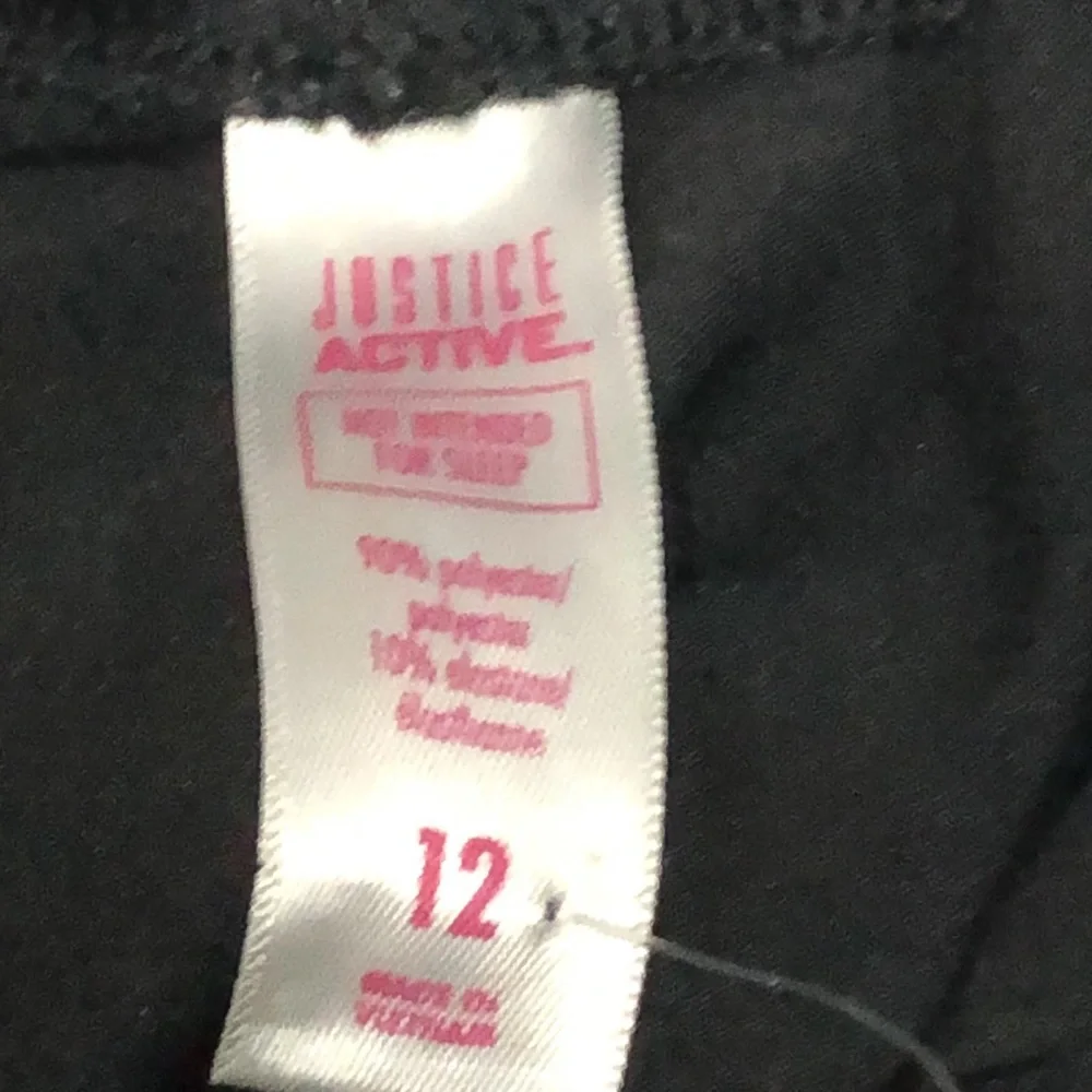 Girl’s JUSTICE Active Black Gray Glitter Logo Leggings Girls Size 12