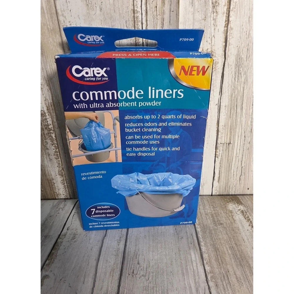 Carex Commode Liners with Ultra Absorbent Powder 7 Count NEW