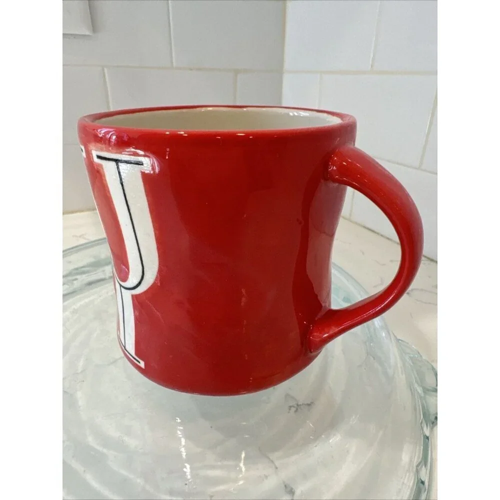Anthropologie Ceramic Hand Painted Monogram Initial Mug Letter 