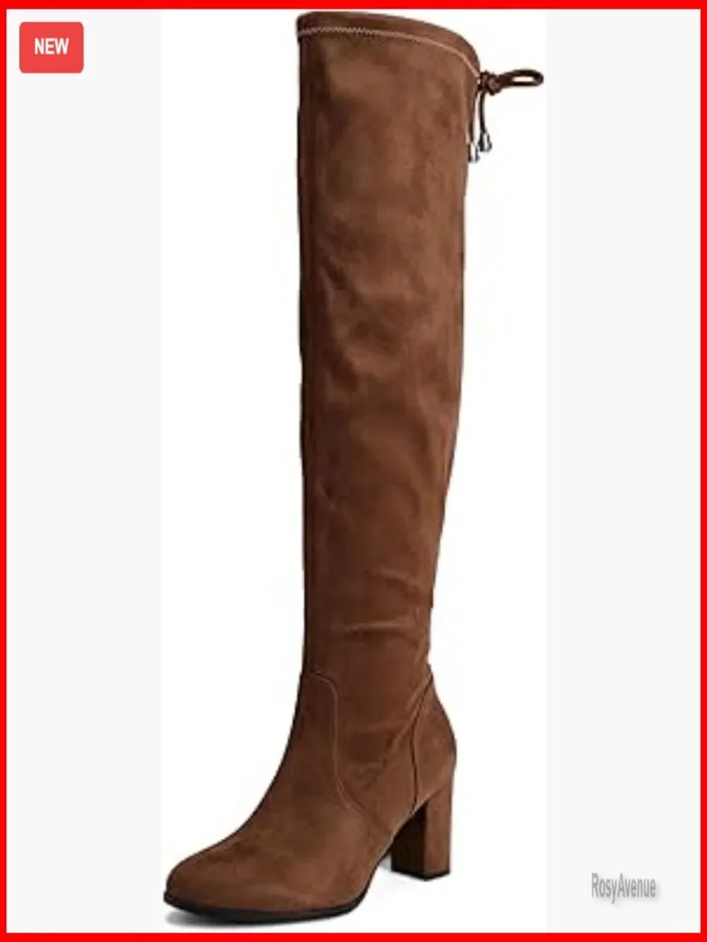 Women's Over-the-Knee Boots with Chunky Heel, Vegan Suede, True to Size