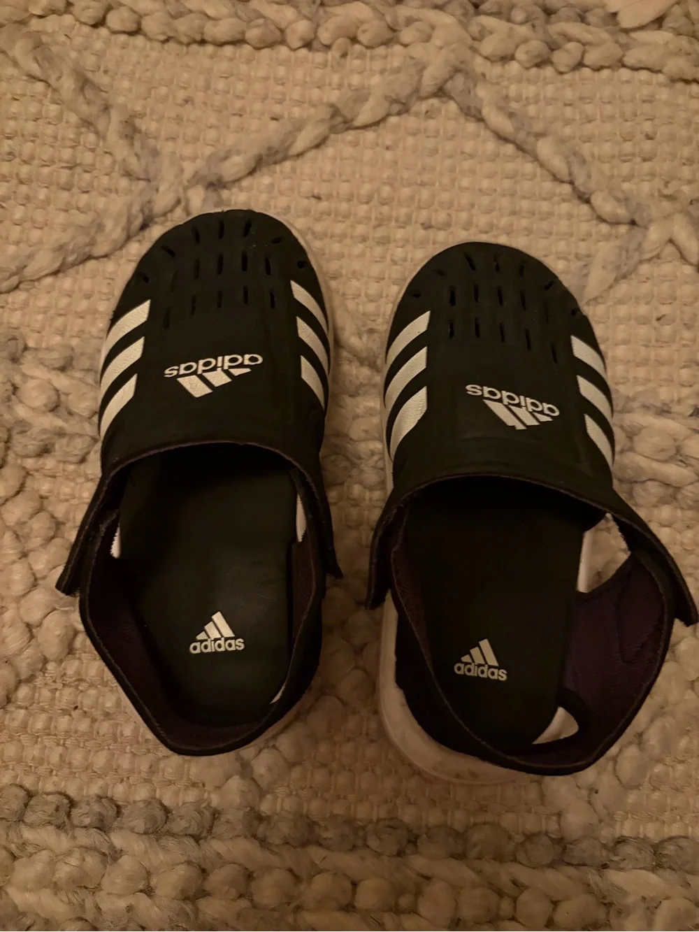 adidas Kids Black and White Slip-On Water Shoes