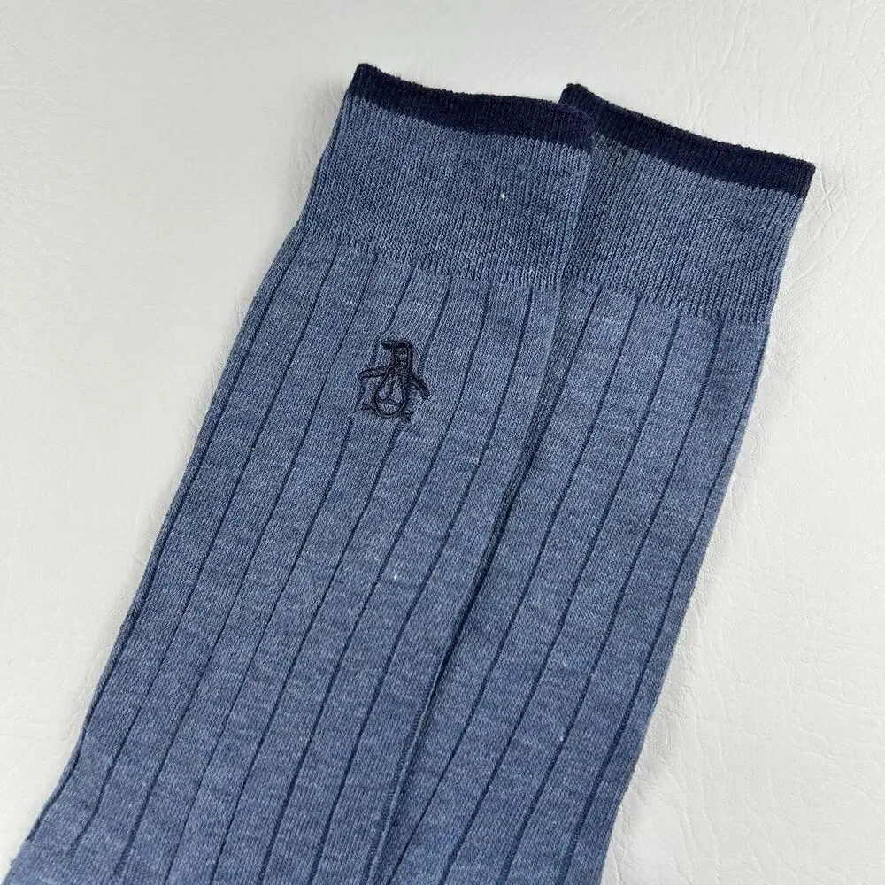 Original Penguin Men’s Blue Ribbed Crew Dress Socks 1 Pair