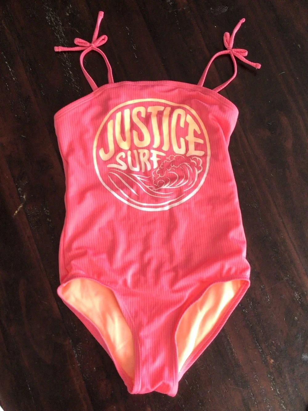 Justice Pink Tie-Shoulder Surf One-Piece Swimsuit