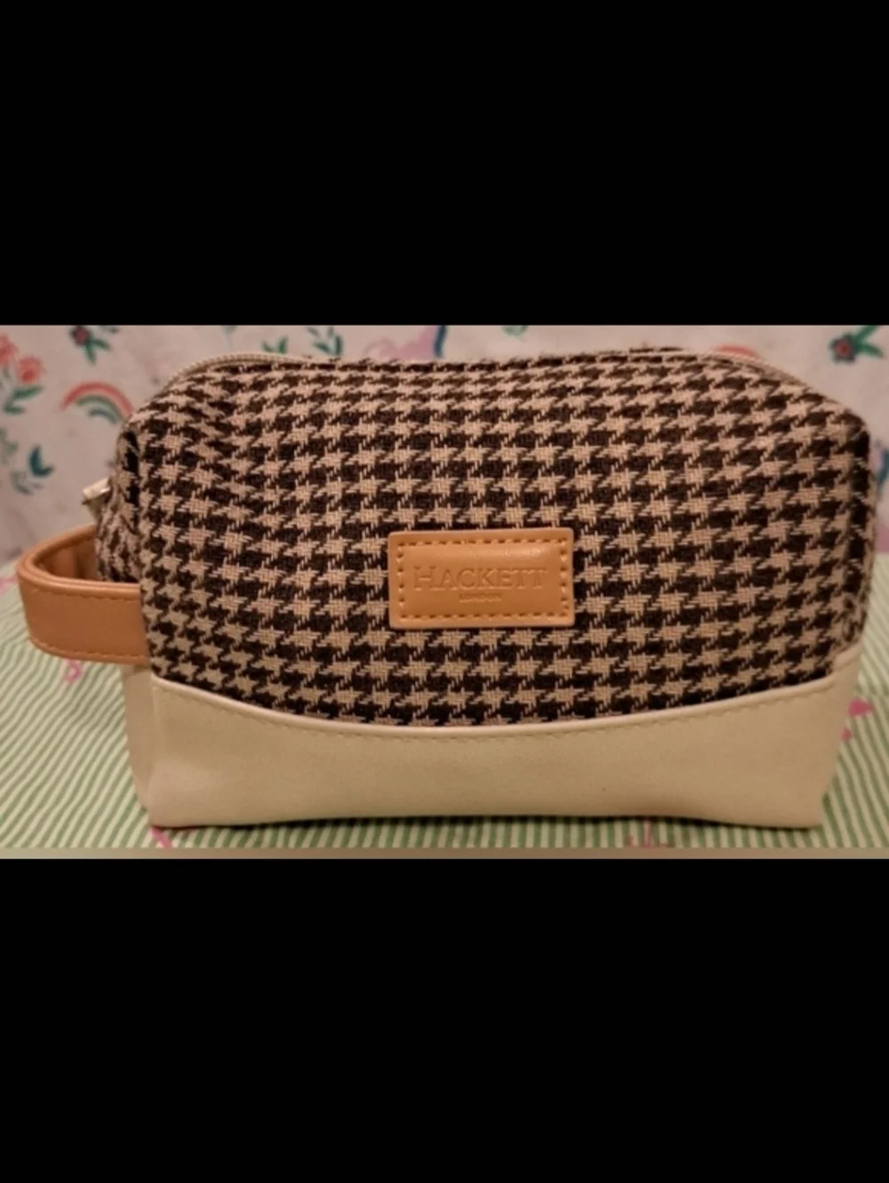 EUC Hackett London Turkish Airline Houndstooth Cosmetic Makeup Travel Pouch Bag