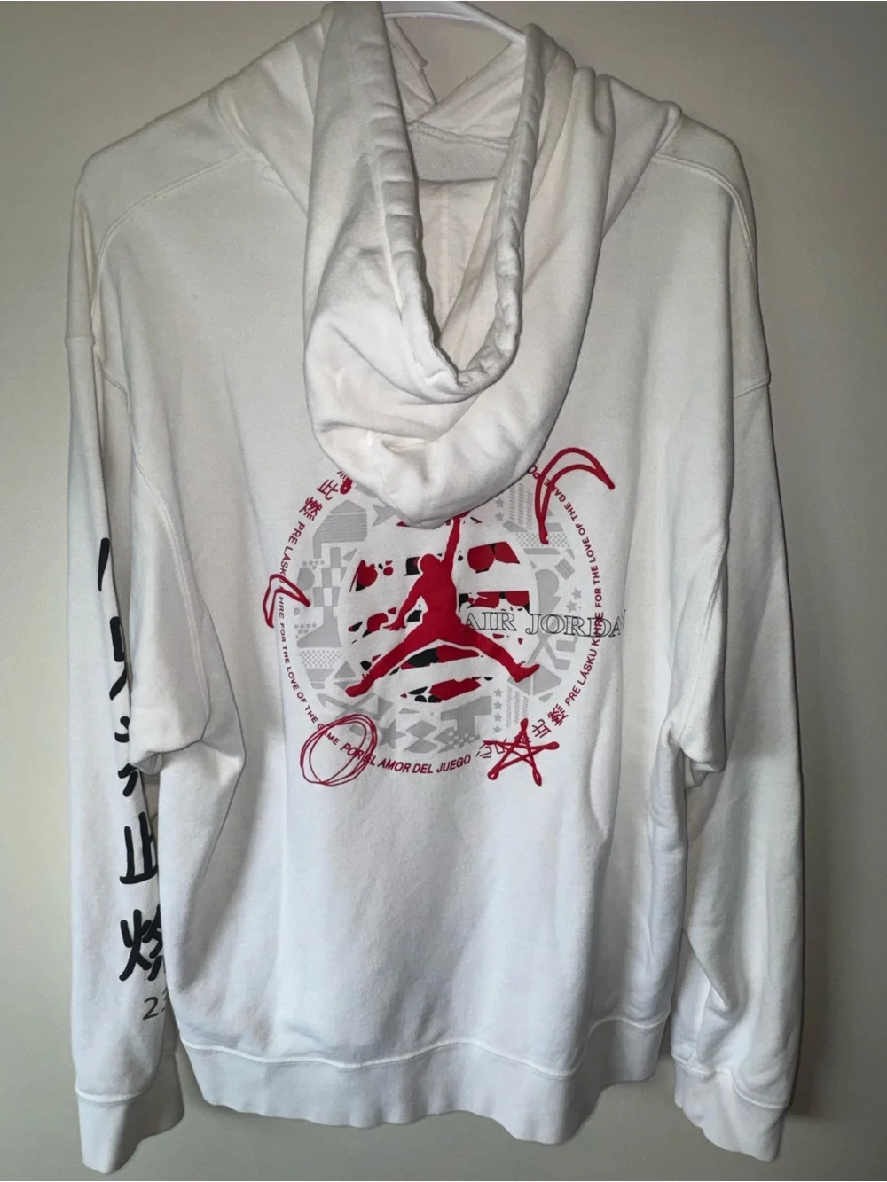 Nike Air Jordan Legacy FIBA Pullover Hoodie Men’s Large Black Red Jumpman