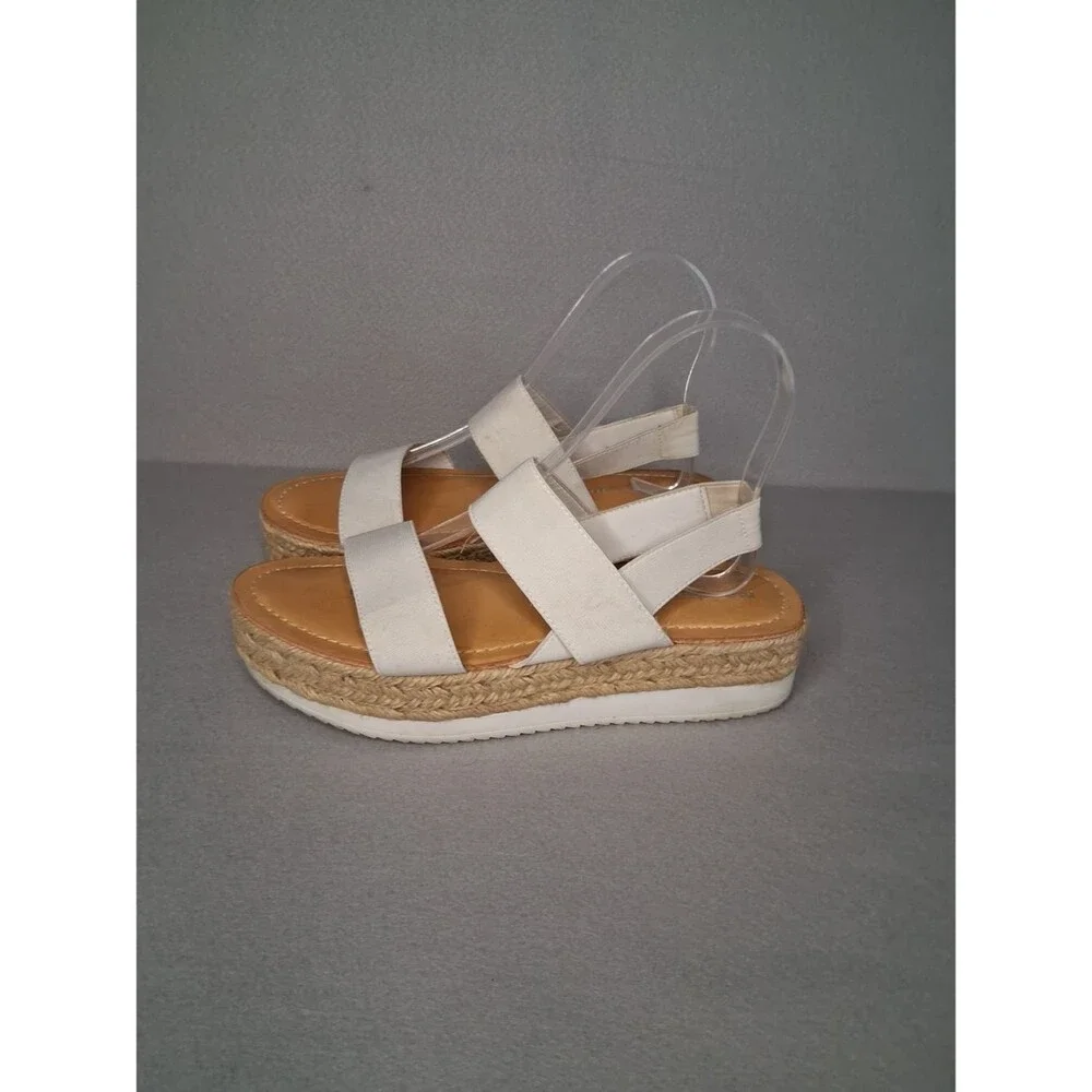 Madden Girl Bowie White Platform Espadrille Sandals Women's Sz 8 Boho Summer