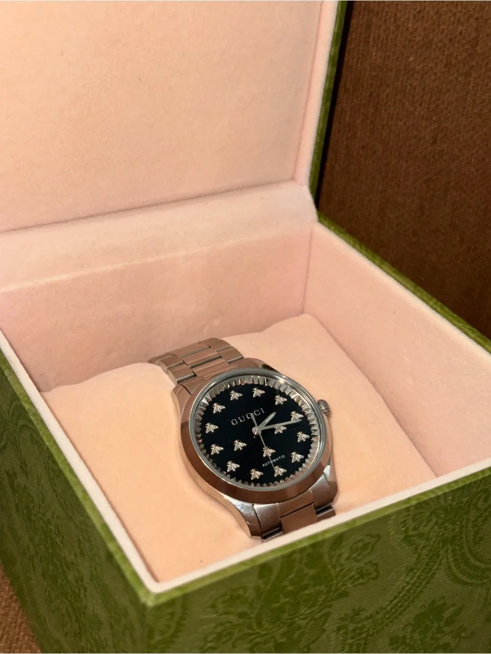 Men's Stainless Steel Watch with Black Dial