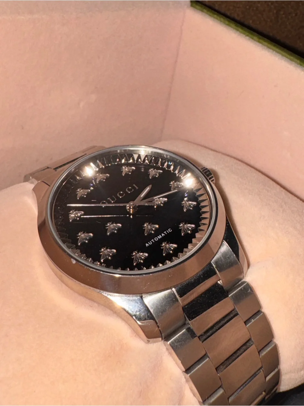 Men's Stainless Steel Watch with Black Dial