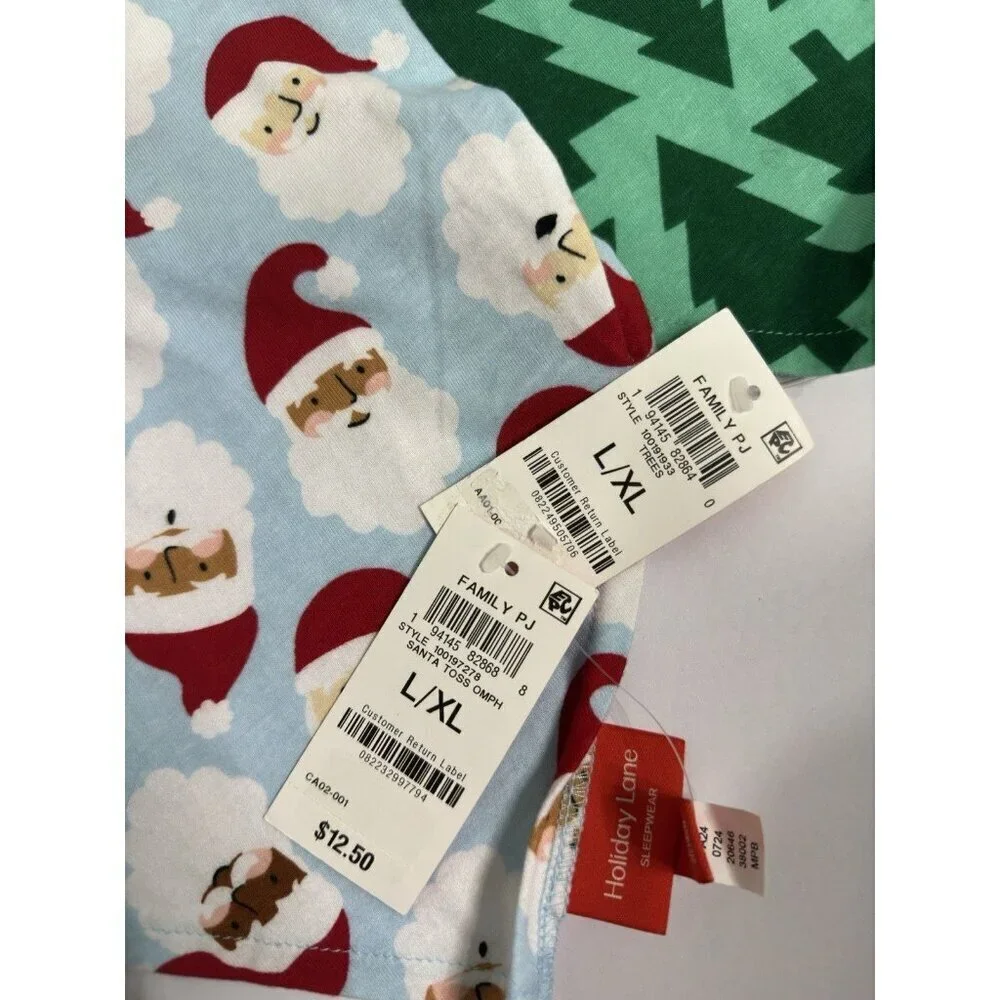 Holiday Lane Pet Bandana 2-Pack Christmas Santa & Trees Cotton L/XL