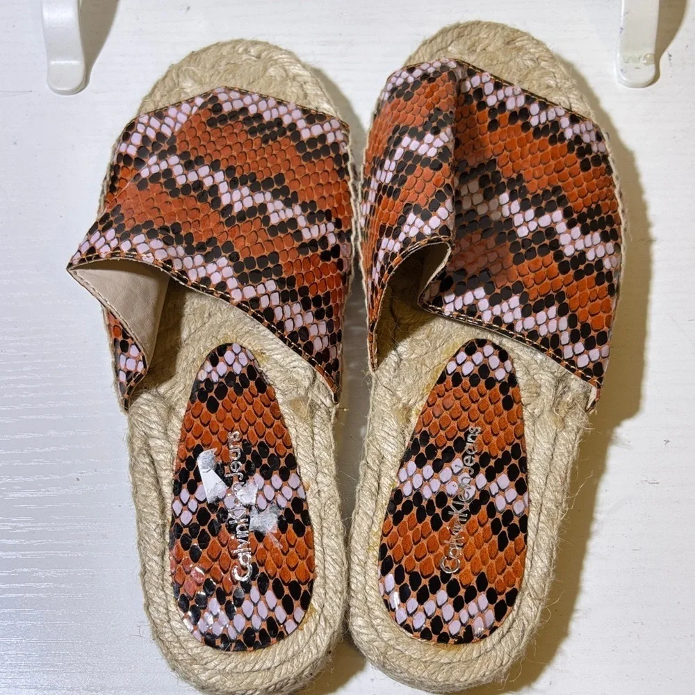 Calvin Klein Orange and Black Espadrille Sandals