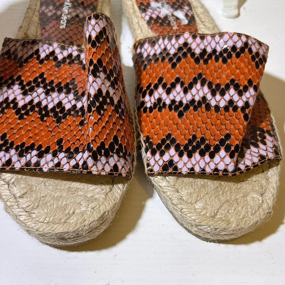 Calvin Klein Orange and Black Espadrille Sandals