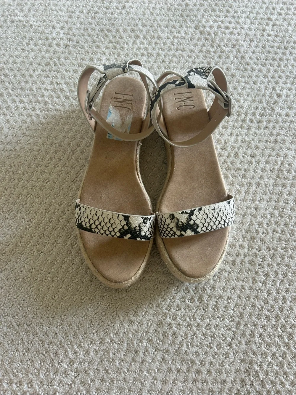 Women’s Snake-Print Espadrille Sandals in Black & White