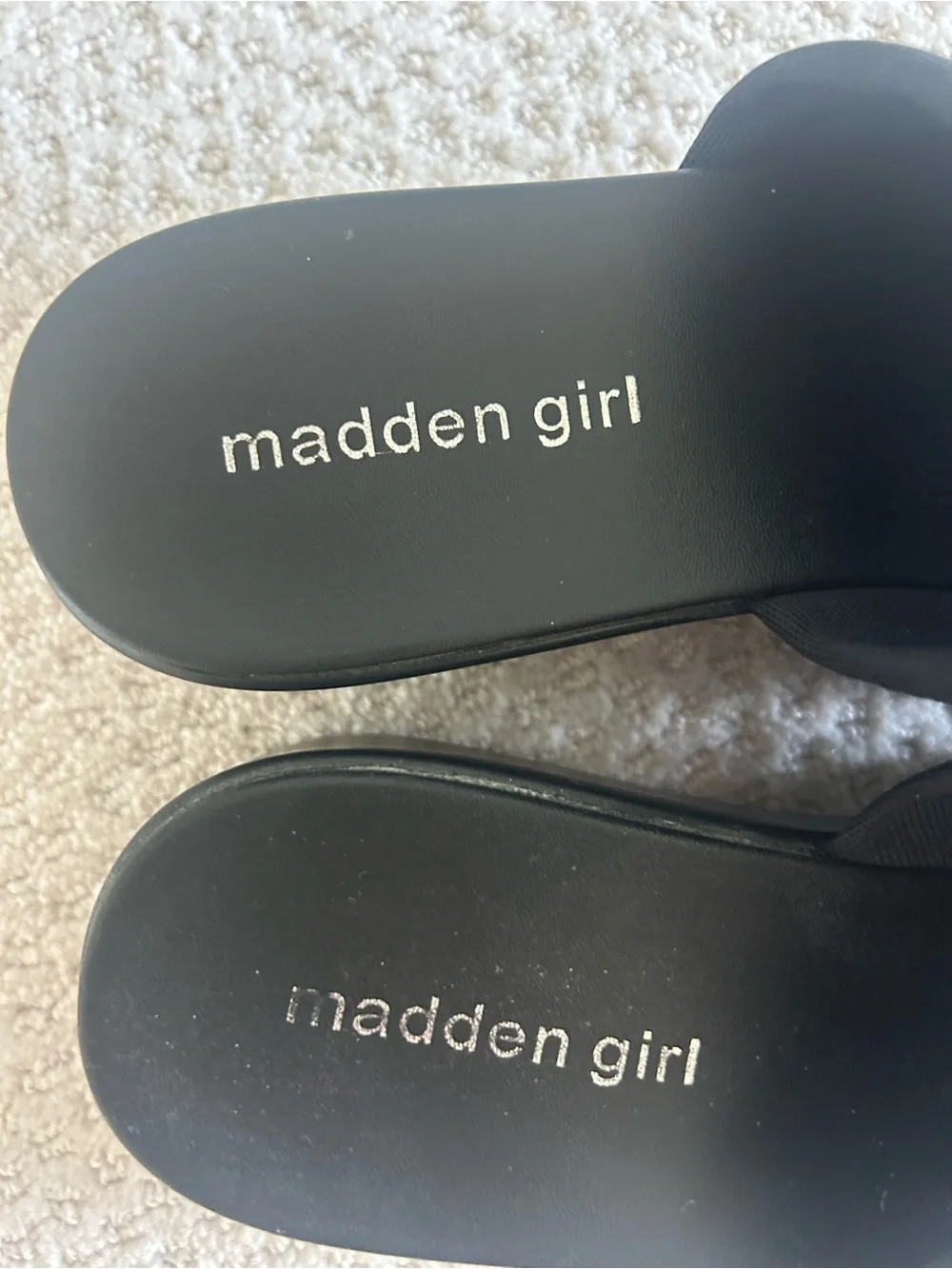 Madden Girl Black Platform Slide Sandals with Wide Upper