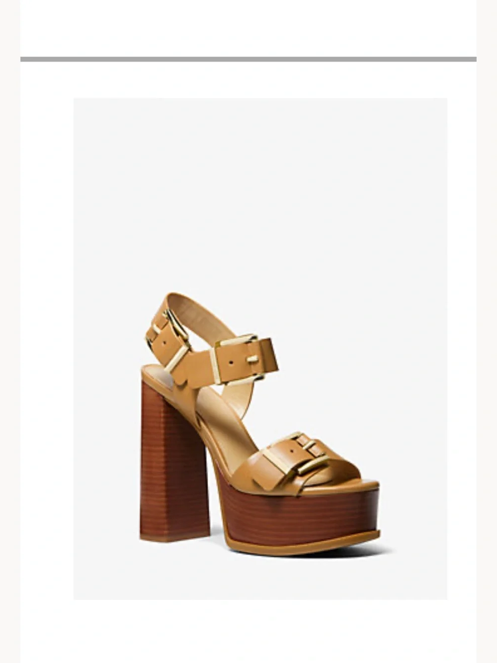 Michael Kors Tan & Brown Platform Sandals with Gold Buckles