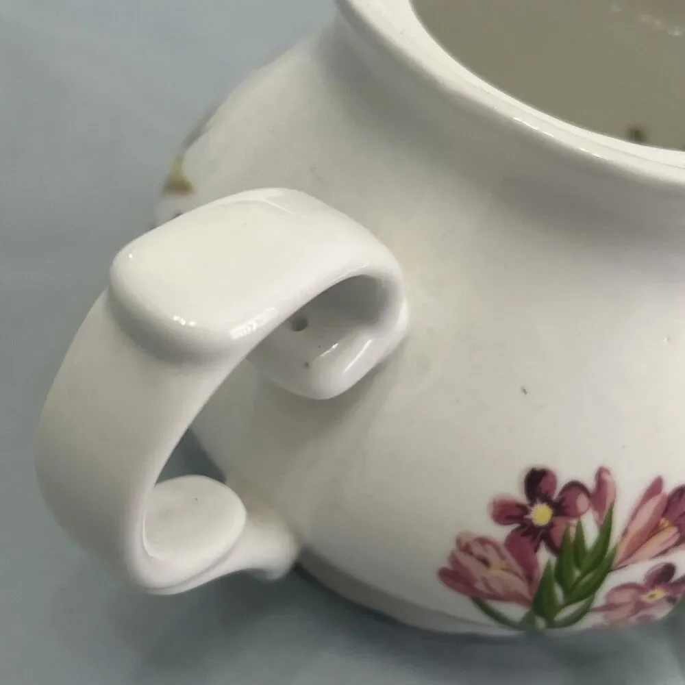 Vintage Floral Freesia Ceramic Hummingbird Teapot