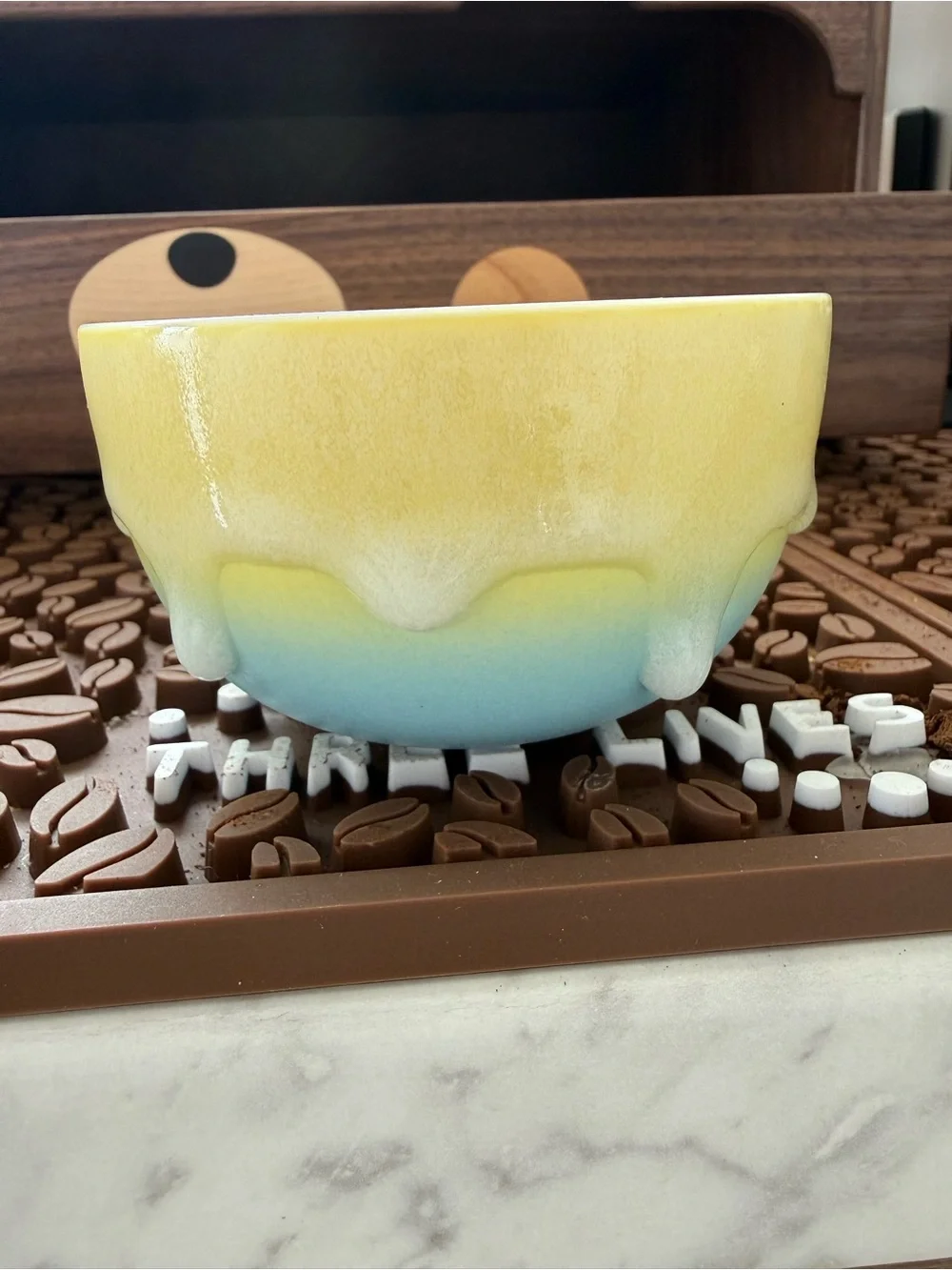 Ombre Blue to Yellow Ceramic Trinket Cup