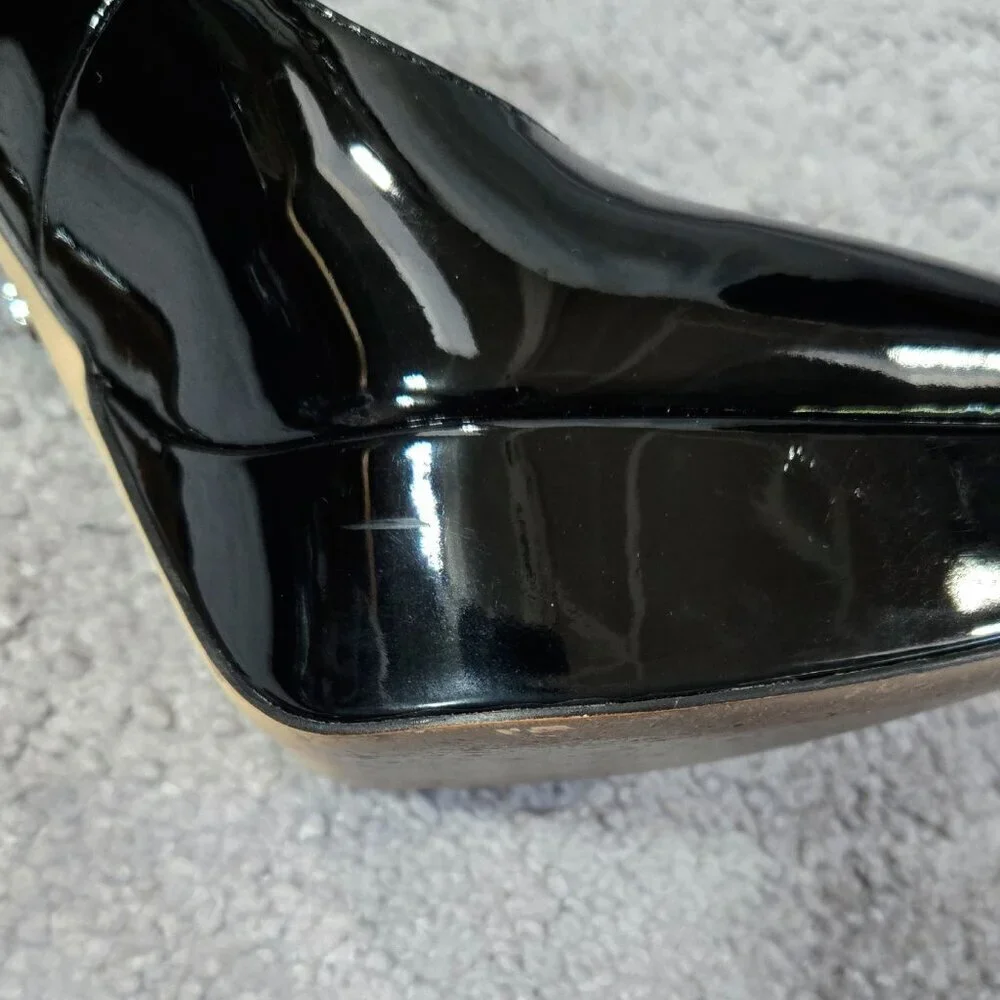 Sam Edelman Arie Black Patent Faux Leather Pointed Toe Platform Stiletto Pumps