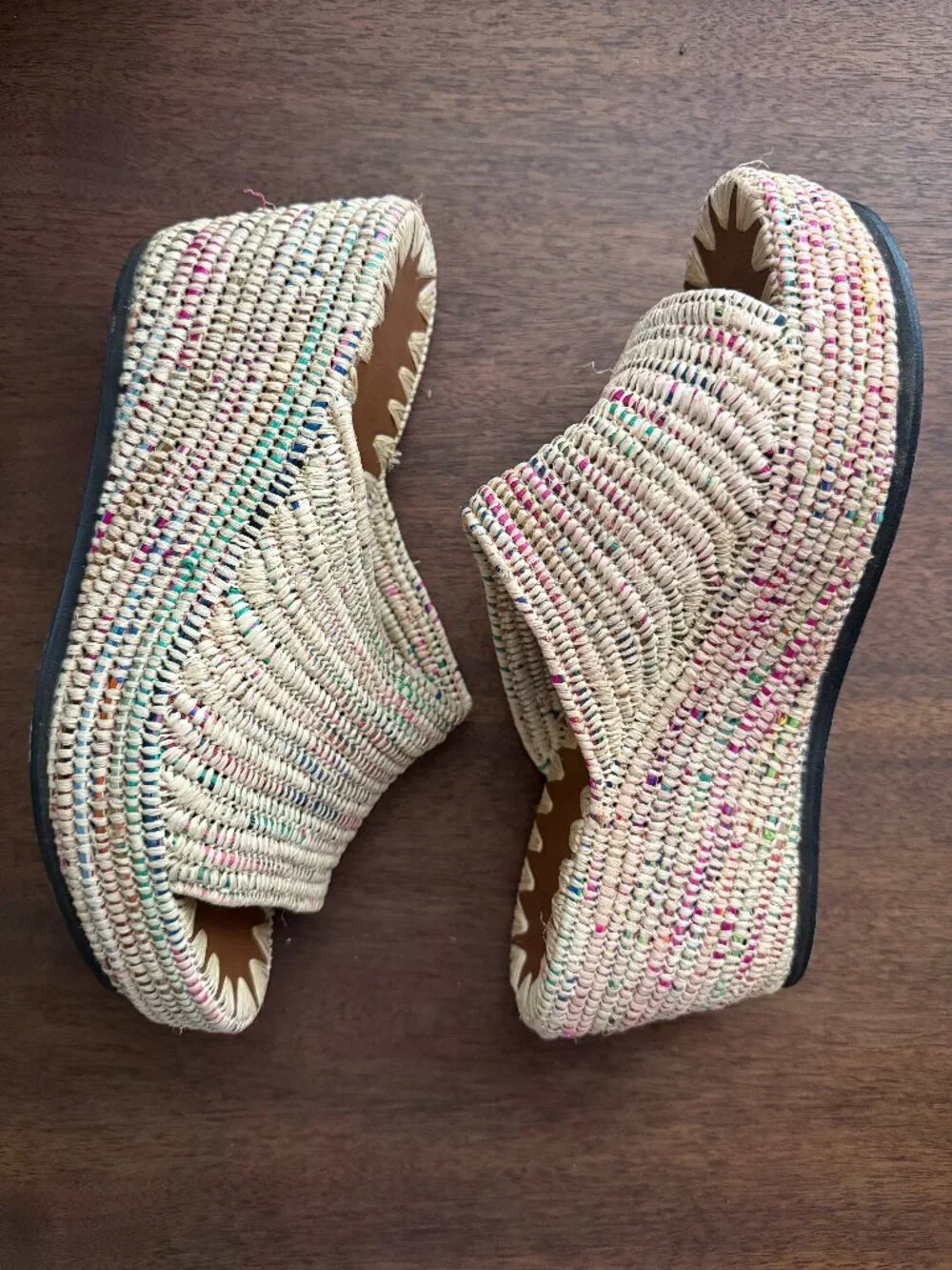 Handmade Moroccan Raffia Slide Sandals | Multicolor | EU 40, US 9