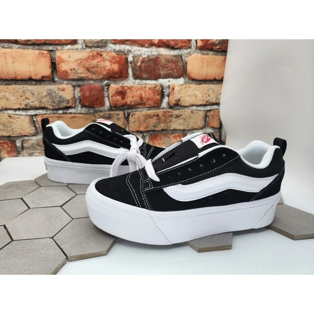 VANS Knu Stack Platform Lift Shoes Black White Platform Shoes Women Sz  5 Rare