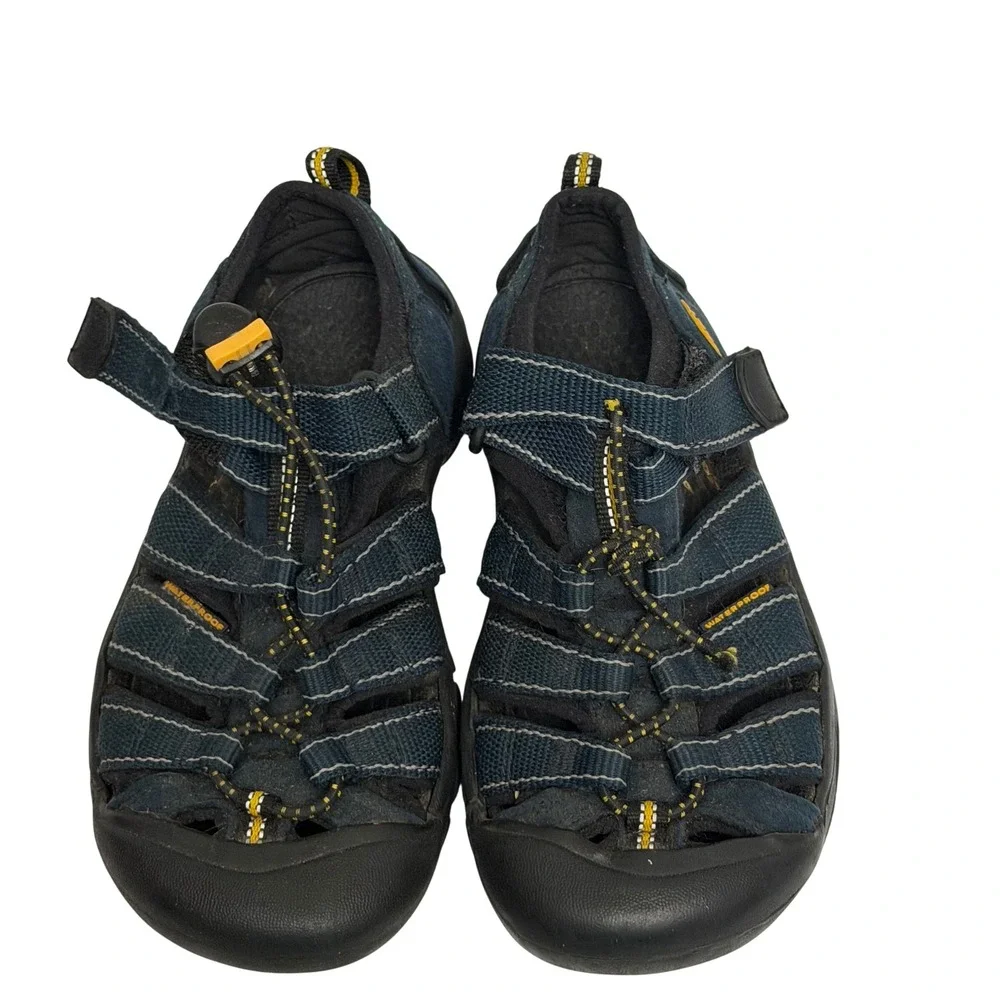 Keen Newport H2 Kids Sport Sandals Navy Blue Yellow Waterproof Size 1 US 13 UK