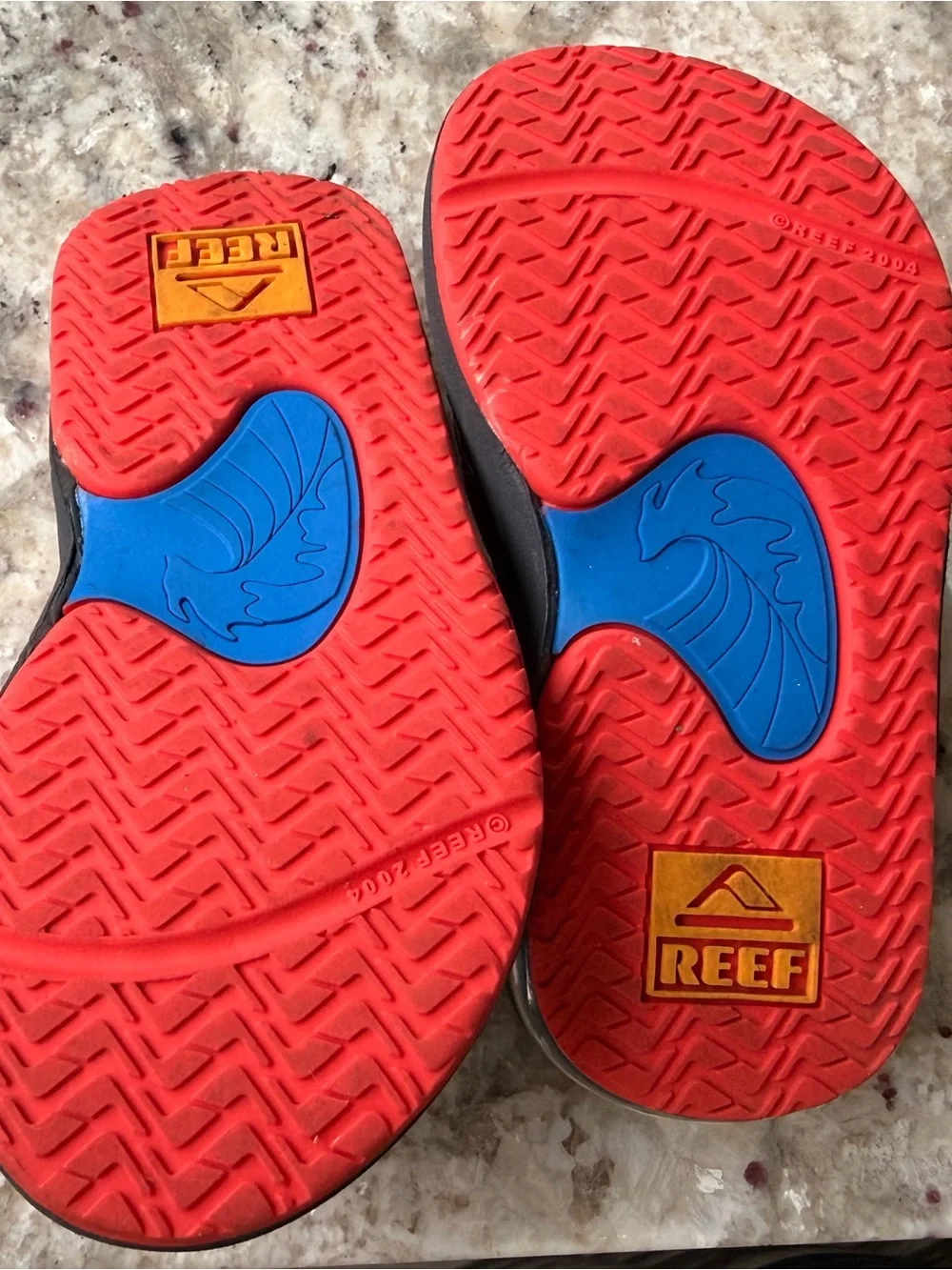 Reef Kids Grey and Orange Flip Flops with Yellow Logo