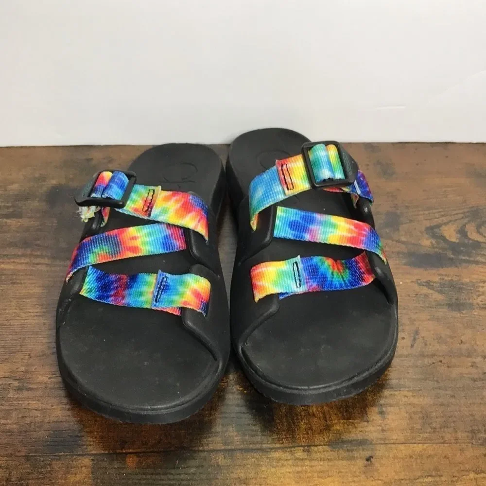Chaco Chillos Tie Dye Slip On Slide Strapped Sandals Kids size 4