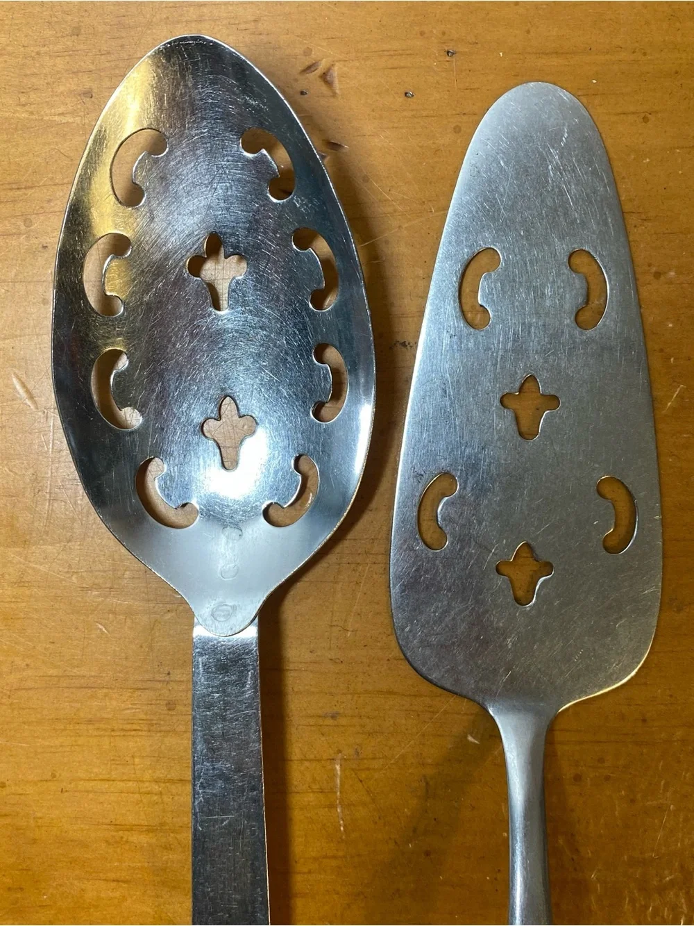 Vintage Stainless Cooking Utensils Starburst Slotted Spoon Cake Pie Server MCM