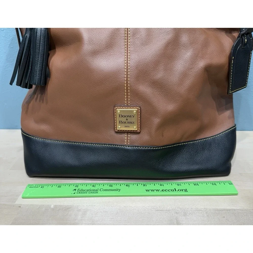 Dooney & Bourke Sophie Large Hobo Bag Brown/Black Pebble Leather Shoulder Purse