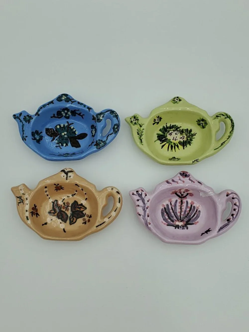 Tea Bag Holders Teapot Shaped Ceramic Tea Bag Dishes Ring Dishes Pinch Bowls
