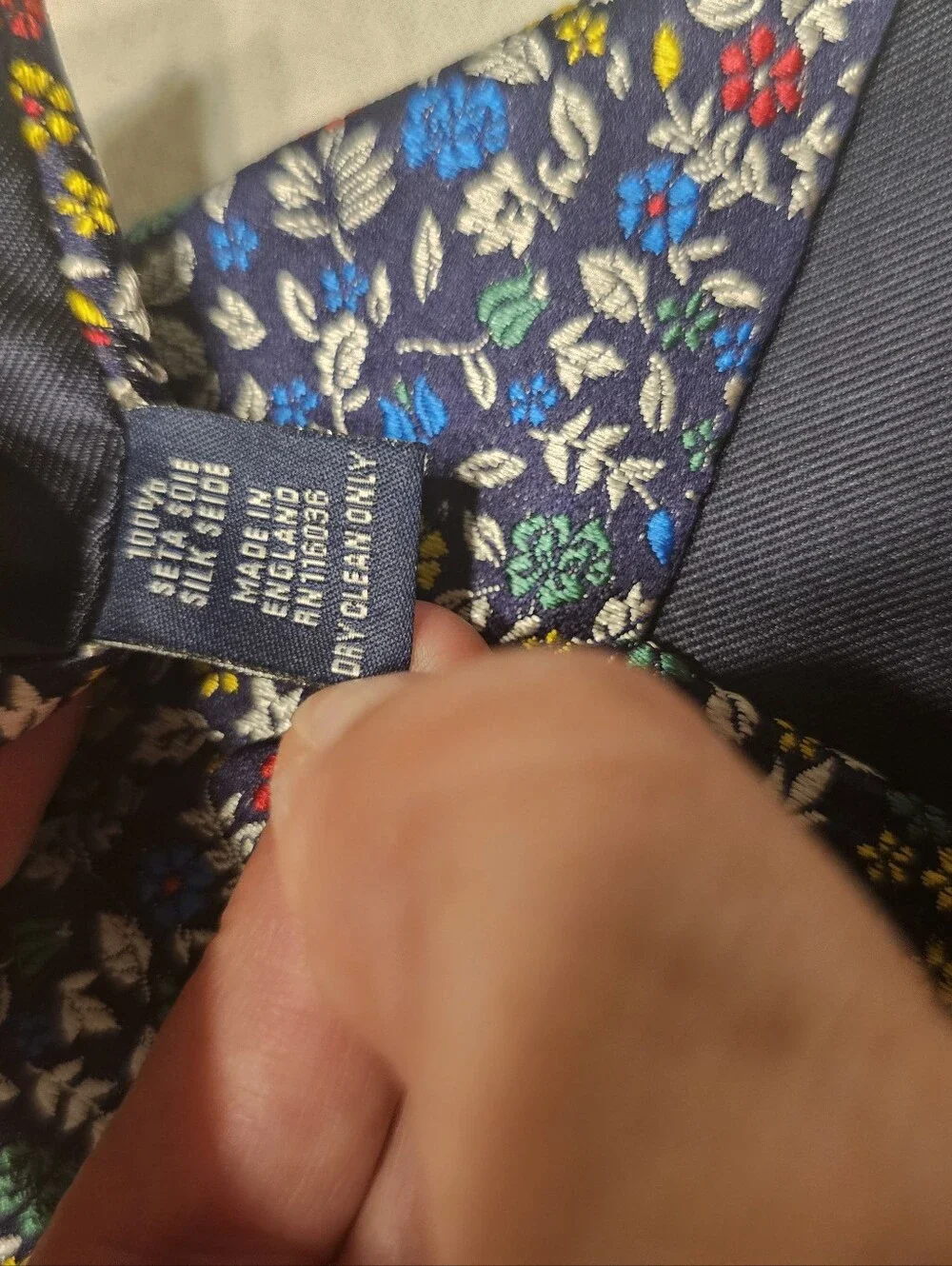 Charles Tyrwhitt 100% Silk Floral Print Tie Necktie Red Blue