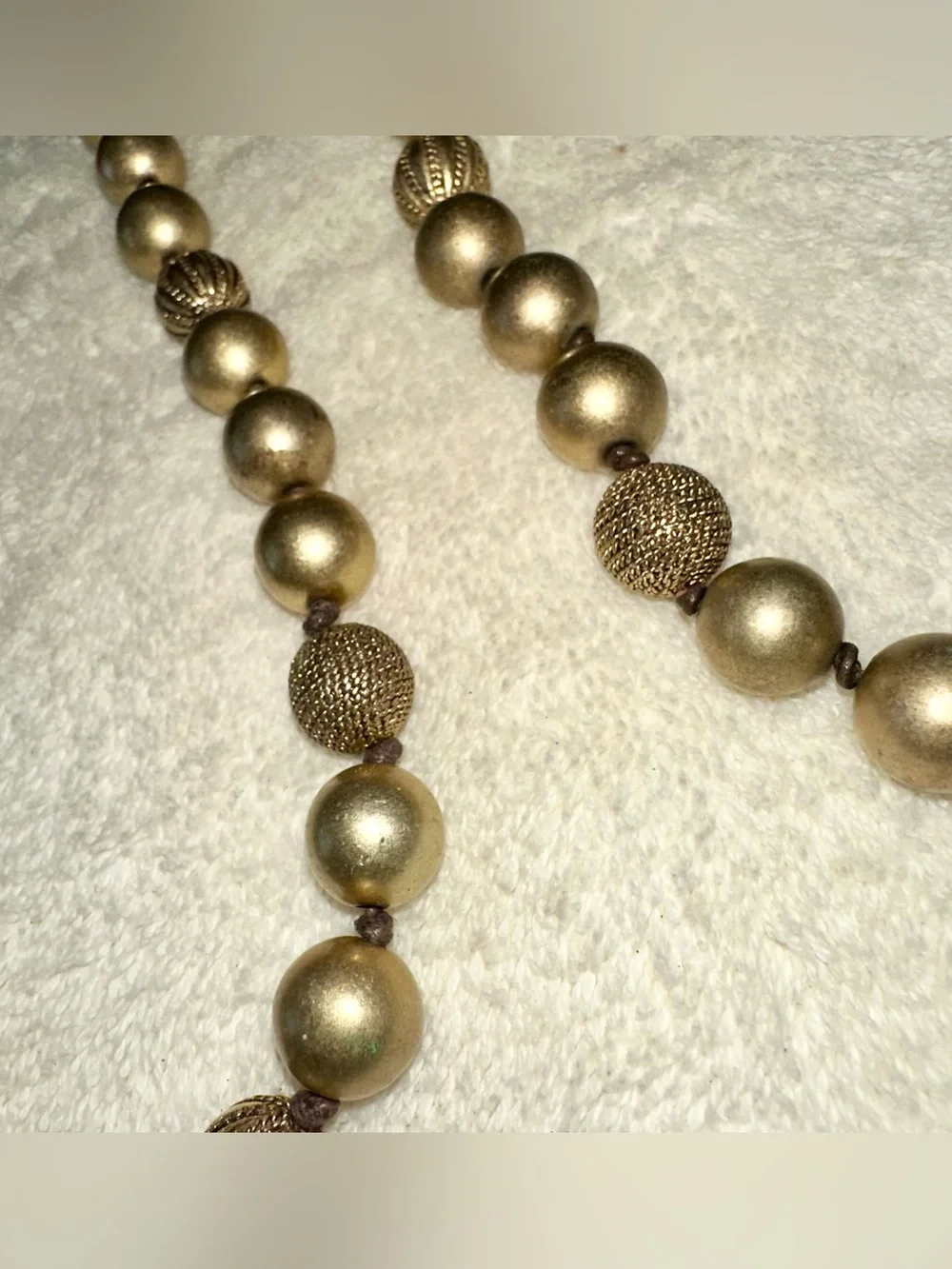 Set of 2 Vintage Ellen Tracy Gold Beaded Toggle Necklaces Layered Suede Y2K