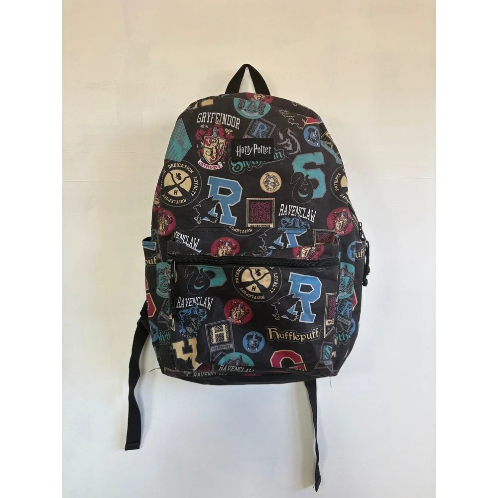 Harry Potter Bioworld Hogwarts House Crests Black Backpack full size y2K