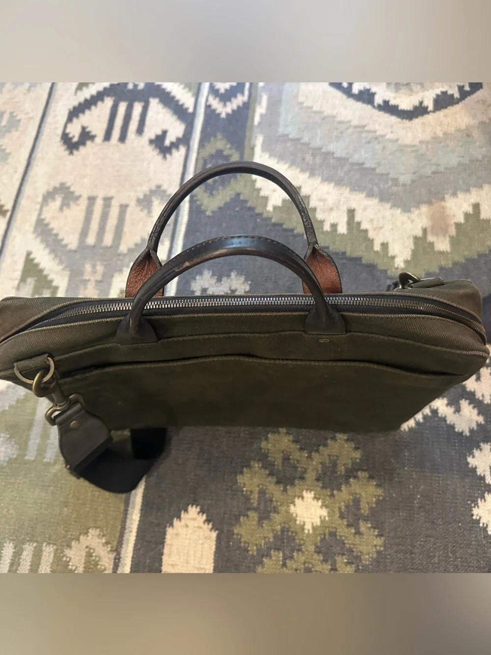 Jack Spade New York Canvas Messenger Shoulder Bag Laptop Briefcase Moss Green