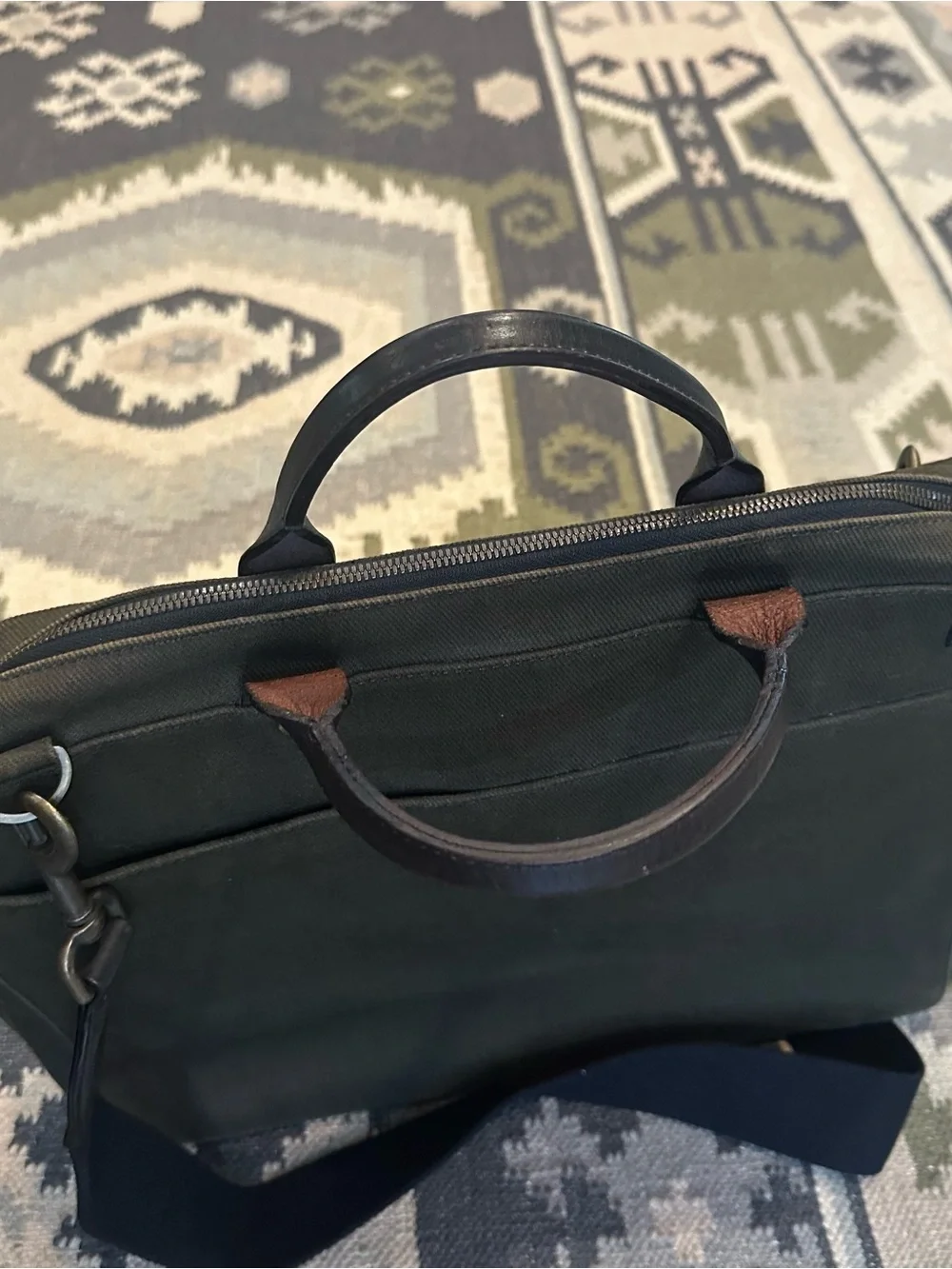 Jack Spade New York Canvas Messenger Shoulder Bag Laptop Briefcase Moss Green
