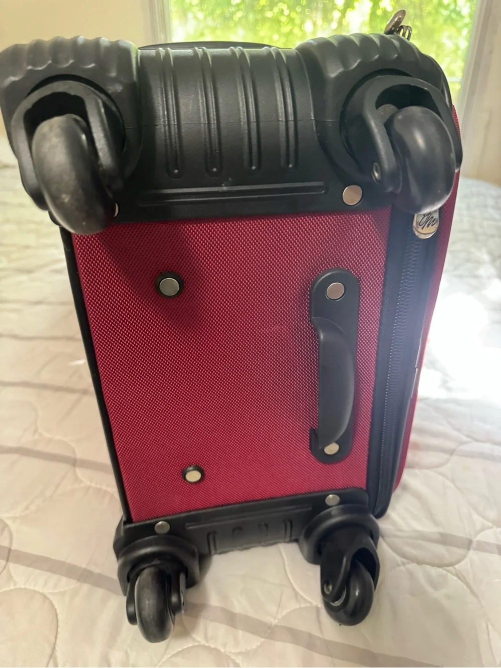 Glossy Red Croc-Texture Carry-On Travel Bag