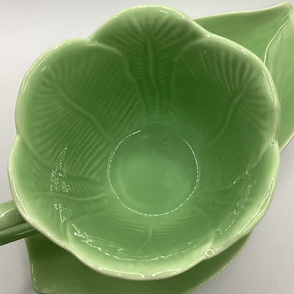 Green Leaf Cup and Saucer Set