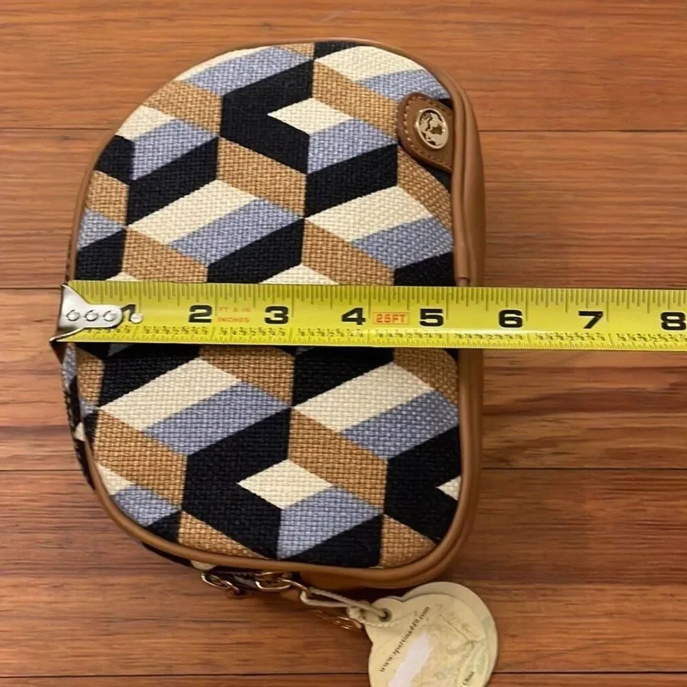 NWT Spartina 449 Linen & Leather Cosmetic Bag