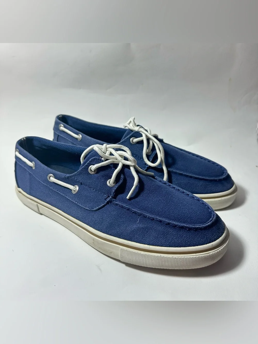 Nautica Galley Boat Shoes Navy Blue Canvas White Laces Mens 9 US 8.5 UK 42 EU