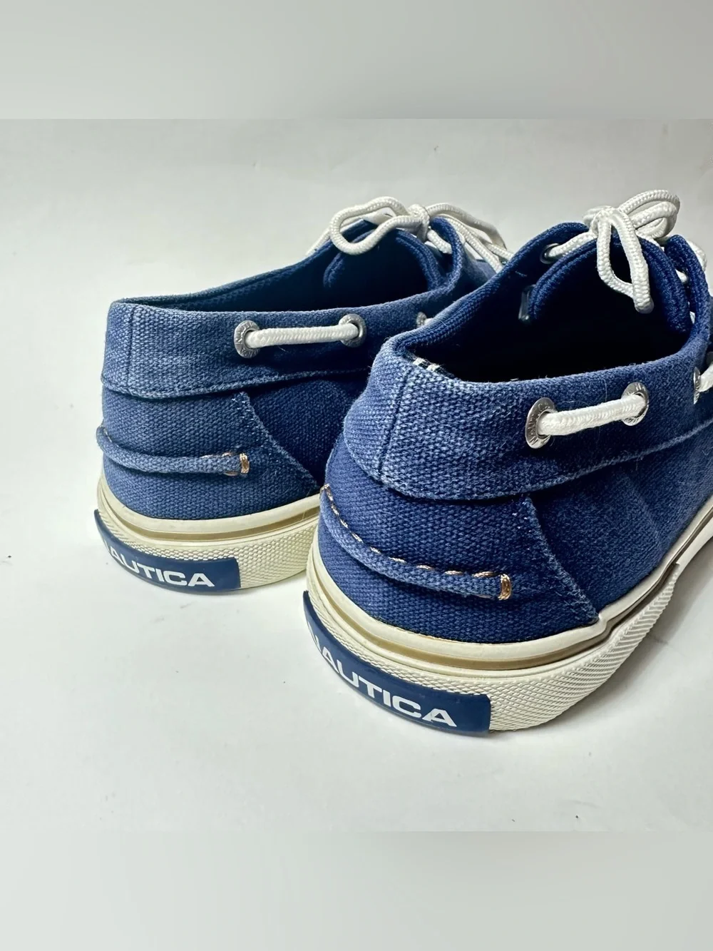Nautica Galley Boat Shoes Navy Blue Canvas White Laces Mens 9 US 8.5 UK 42 EU