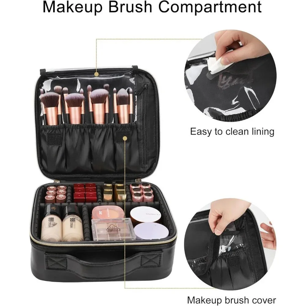 Makeup Bag, Travel Cosmetic Train Case Organizer Portable Artist Storage Bag wit