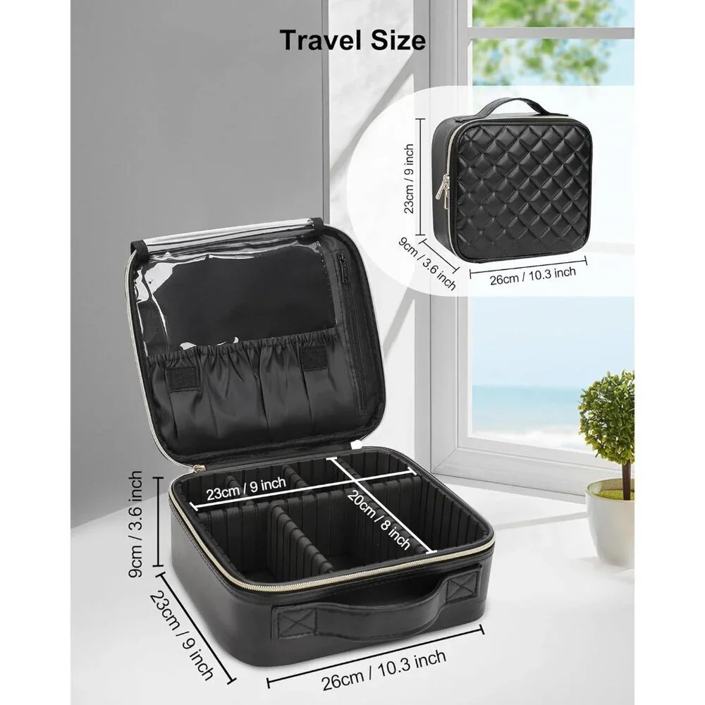 Makeup Bag, Travel Cosmetic Train Case Organizer Portable Artist Storage Bag wit